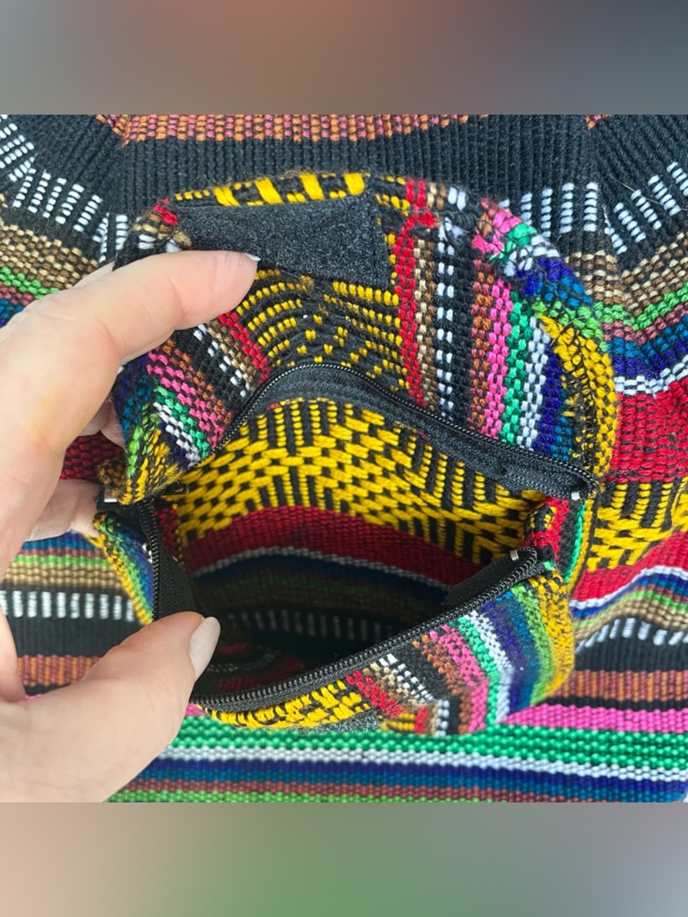 NWOT Artesanias Pinzon Mexican Woven Colorful Blanket Bag Backpack Boho Festival - Picture 7 of 12